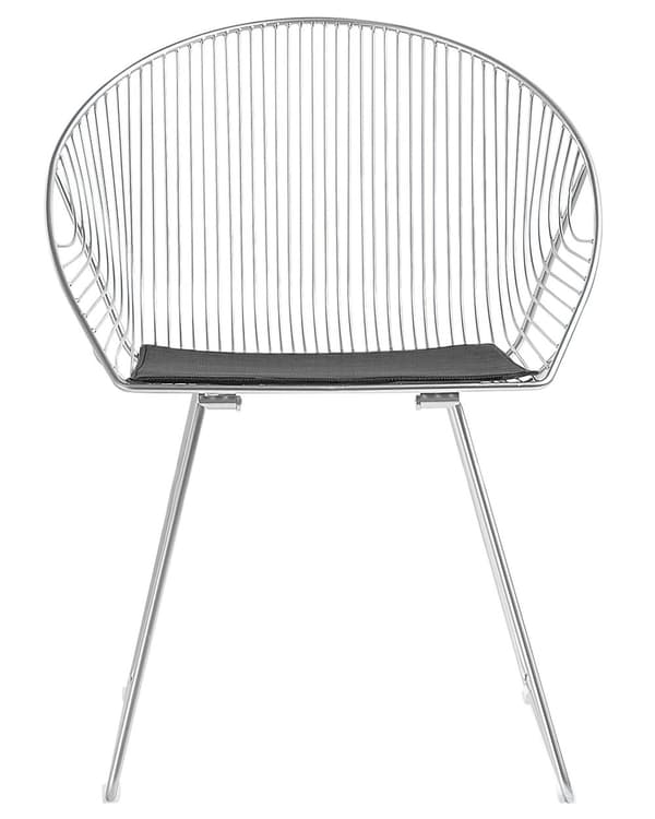 Sett med 2 Spisestuestoler Sølv Metallramme Svart Imitert Skinnsete Moderne Industridesign