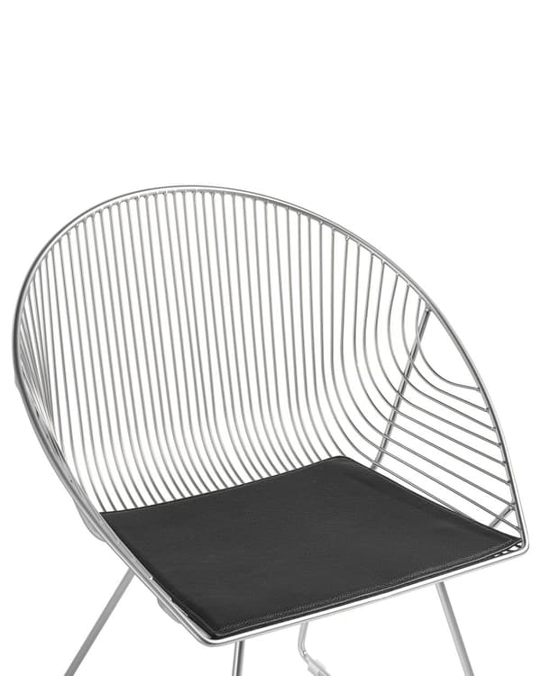 Sett med 2 Spisestuestoler Sølv Metallramme Svart Imitert Skinnsete Moderne Industridesign