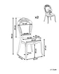 Miniatyrbilde 3 av 9: Sett med 2 Spisestoler Transparent Akryl Solid Rygg Stabelbar Vintage Moderne Design