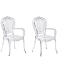 Miniatyrbilde 1 av 9: Sett med 2 Spisestoler Transparent Akryl Solid Rygg Stabelbar Vintage Moderne Design