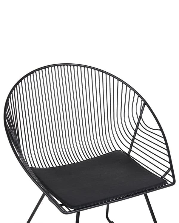 Sett med 2 Spisestuestoler Svart Metallramme Sete Kunstskinn Moderne Industriell Design