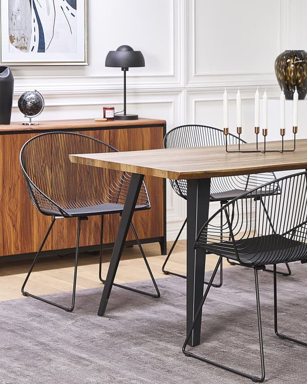 Sett med 2 Spisestuestoler Svart Metallramme Sete Kunstskinn Moderne Industriell Design