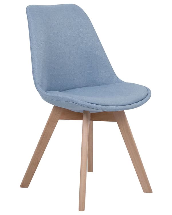 Sett med 2 Spisestuestoler Lyseblå Blå Imitert Skinn Elegante Treben
