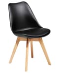 Miniatyrbilde 4 av 11: Sett med 2 Spisestuestoler Svart Kunstskinn Elegant Moderne Treben