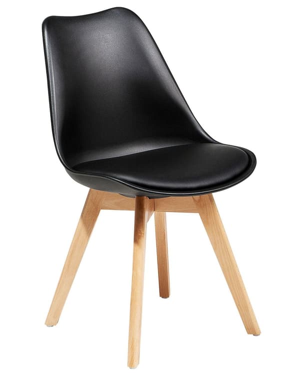 Sett med 2 Spisestuestoler Svart Kunstskinn Elegant Moderne Treben