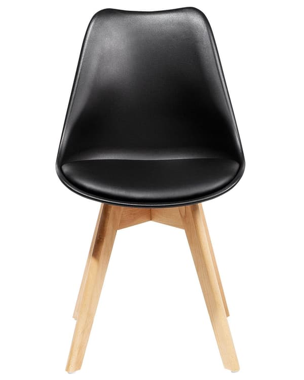 Sett med 2 Spisestuestoler Svart Kunstskinn Elegant Moderne Treben
