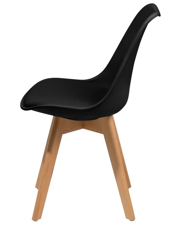 Sett med 2 Spisestuestoler Svart Kunstskinn Elegant Moderne Treben