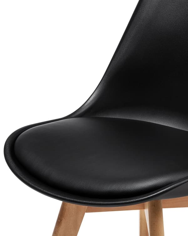 Sett med 2 Spisestuestoler Svart Kunstskinn Elegant Moderne Treben