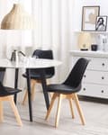 Miniatyrbilde 2 av 11: Sett med 2 Spisestuestoler Svart Kunstskinn Elegant Moderne Treben