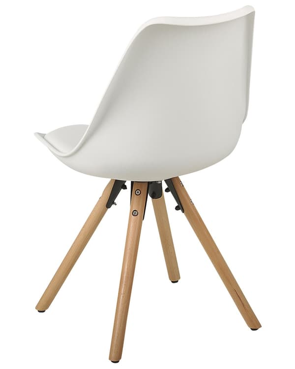 Sett med 2 Spisestuestoler Hvit Imitert Skinn Elegante Moderne Treben