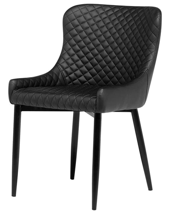 Sett med 2 Spisestoler Svart Kunstskinn Møbeltrekk Glam Eklektisk Stil