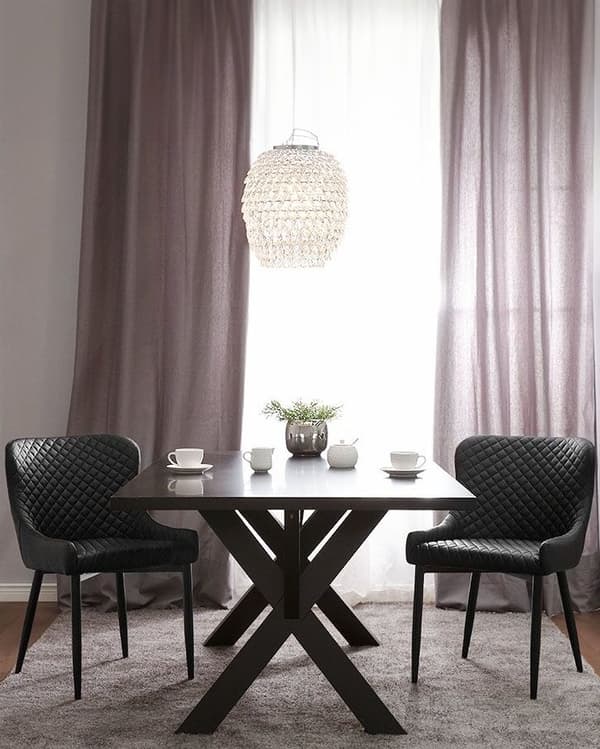 Sett med 2 Spisestoler Svart Kunstskinn Møbeltrekk Glam Eklektisk Stil