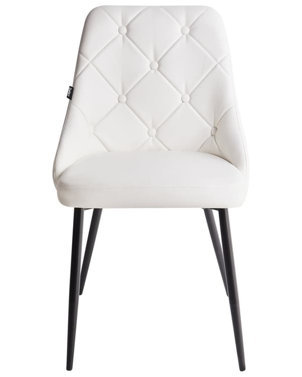 Stoler 2 stk Hvit Kunstskinn Hvit Metallben Spisestoler Glamour Moderne
