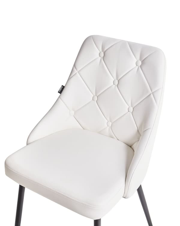 Stoler 2 stk Hvit Kunstskinn Hvit Metallben Spisestoler Glamour Moderne