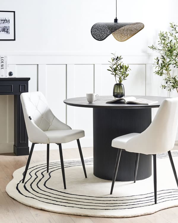 Stoler 2 stk Hvit Kunstskinn Hvit Metallben Spisestoler Glamour Moderne