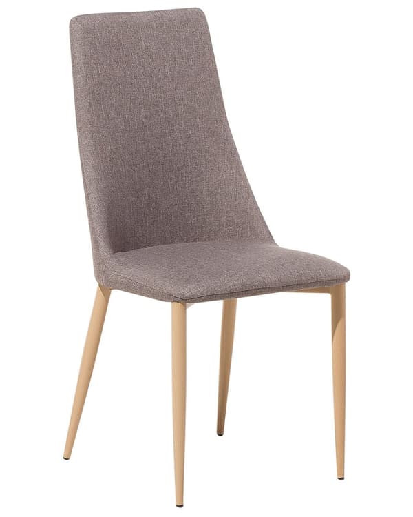 Sett med 2 Spisestuestoler Polstret Sete Taupe Kunstskinn Høy Rygg
