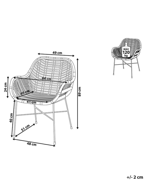 Stol Svart Rotting Metall Flettet stol Med armlener Stue Spisestue Moderne Boho