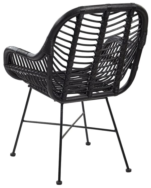 Stol Svart Rotting Metall Flettet stol Med armlener Stue Spisestue Moderne Boho