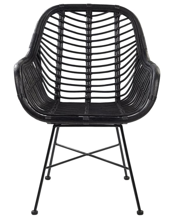 Stol Svart Rotting Metall Flettet stol Med armlener Stue Spisestue Moderne Boho