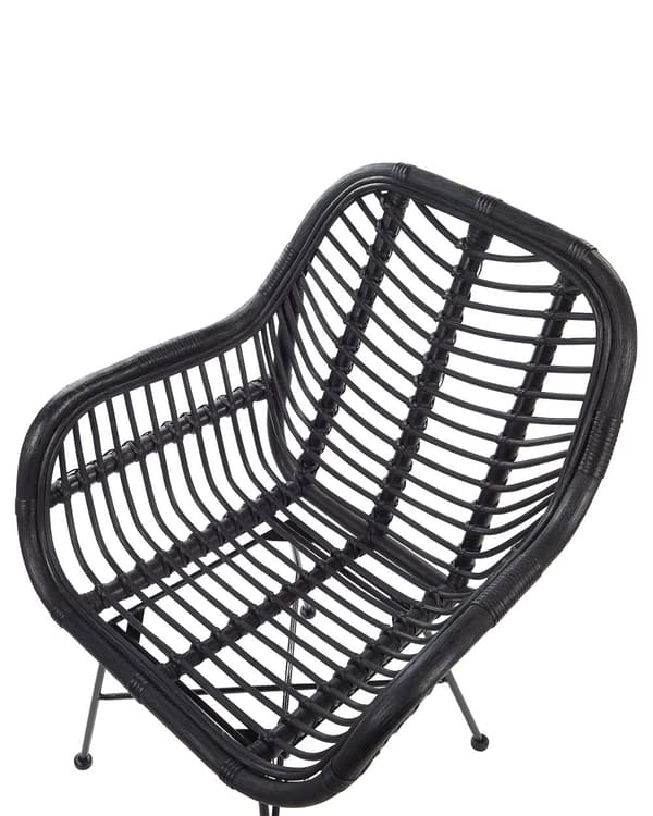 Stol Svart Rotting Metall Flettet stol Med armlener Stue Spisestue Moderne Boho