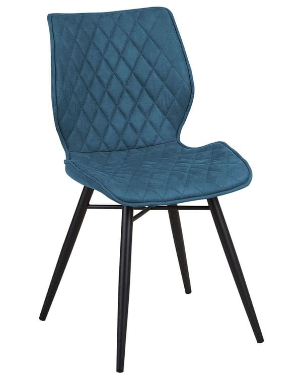 Sett med 2 Spisebordsstoler Blå Stoffkledning Svarte ben Rustikk retrostil