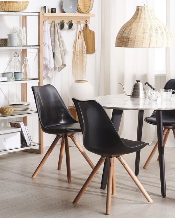 Spisestuestol Svart Kunstskinnsete Slanke Treben Moderne