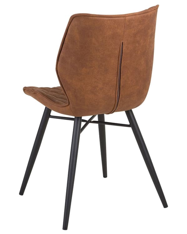 Sett med 2 Spisestuestoler Brunt Stoff Møbeltrekk Svarte Ben Rustikk Retro Stil Hage