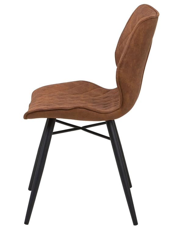 Sett med 2 Spisestuestoler Brunt Stoff Møbeltrekk Svarte Ben Rustikk Retro Stil Hage