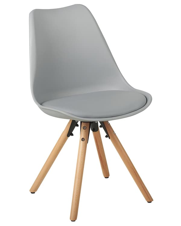 Sett med 2 Spisestuestoler Grå Kunstskinnsete Elegante Moderne Treben