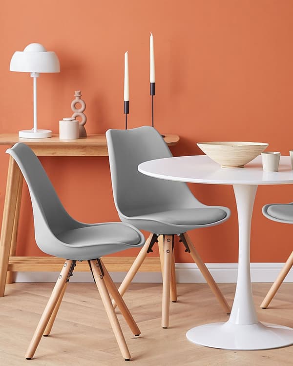 Sett med 2 Spisestuestoler Grå Kunstskinnsete Elegante Moderne Treben