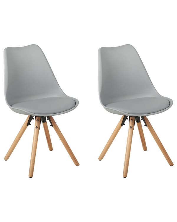 Sett med 2 Spisestuestoler Grå Kunstskinnsete Elegante Moderne Treben