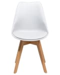 Miniatyrbilde 4 av 11: Sett med 2 Spisestuestoler Hvit Kunstskinn Elegant Moderne Treben