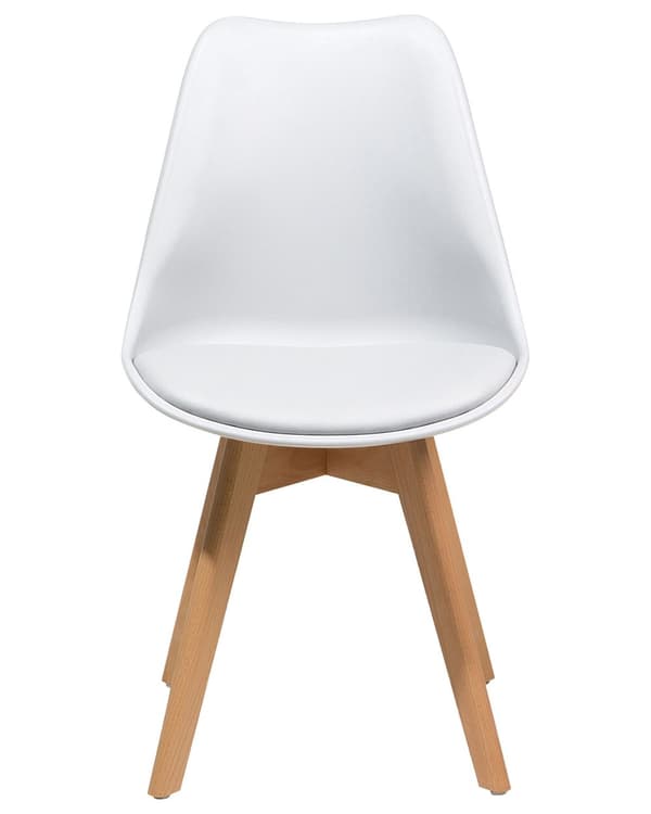 Sett med 2 Spisestuestoler Hvit Kunstskinn Elegant Moderne Treben