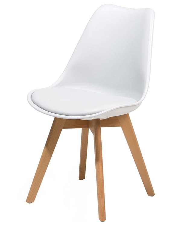 Sett med 2 Spisestuestoler Hvit Kunstskinn Elegant Moderne Treben