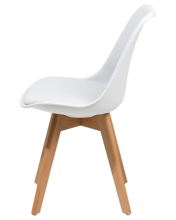 Sett med 2 Spisestuestoler Hvit Kunstskinn Elegant Moderne Treben