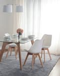 Miniatyrbilde 2 av 11: Sett med 2 Spisestuestoler Hvit Kunstskinn Elegant Moderne Treben