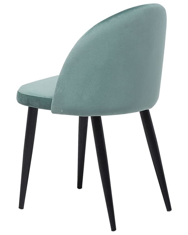 Sett med 2 Spisestoler Mintgrønn Fløyelsstoff Moderne Retro Design Svarte skråstilte ben