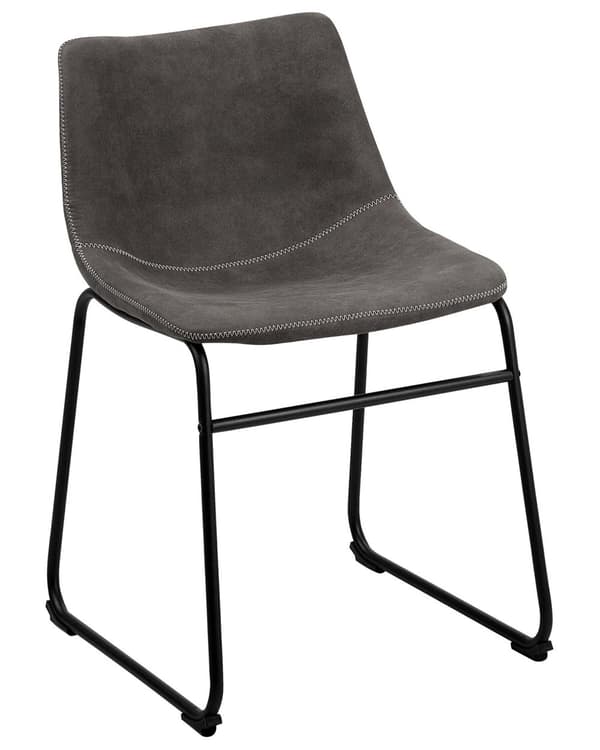 Sett med 2 spisestoler Grå Stoff Polstret Svarte ben Moderne Retro Spisestue Kjøkken