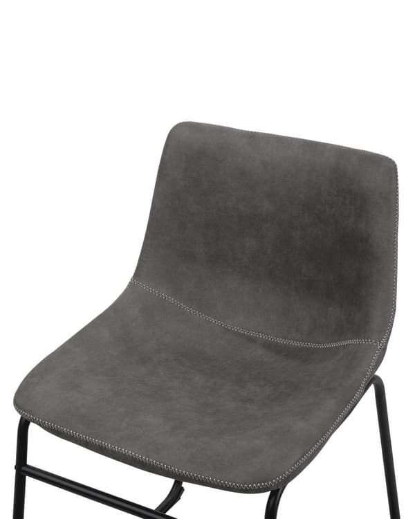 Sett med 2 spisestoler Grå Stoff Polstret Svarte ben Moderne Retro Spisestue Kjøkken