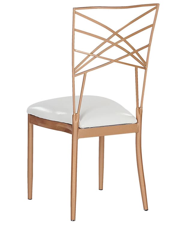 Sett med 2 Spisestoler Gull Metall Kuskinn Hvit Setepute Industriell Glamour stil