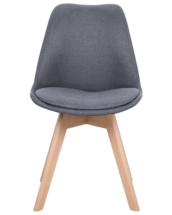 Sett med 2 Spisestuestoler Grafittgrå Grå Kunstskinn Elegante Moderne Treben