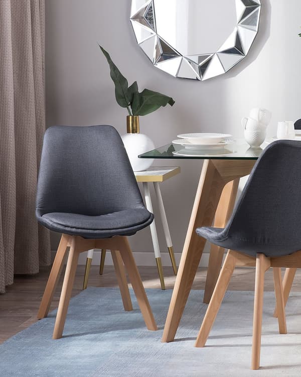 Sett med 2 Spisestuestoler Grafittgrå Grå Kunstskinn Elegante Moderne Treben