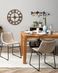 Miniatyrbilde 2 av 10: Sett med 2 spisestoler Beige Stoff Polstret Svarte ben Moderne Retro Spisestue Kjøkken