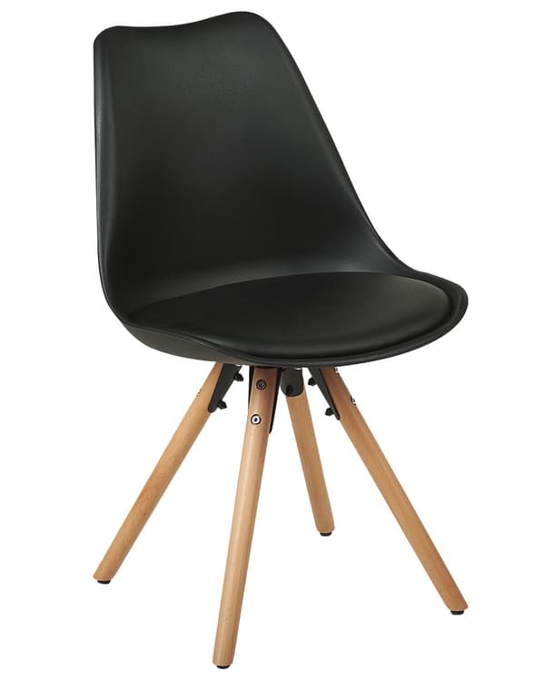 Sett med 2 Spisestuestoler Svart Kunstskinn Elegante Moderne Treben