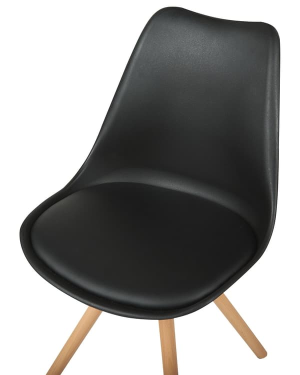 Sett med 2 Spisestuestoler Svart Kunstskinn Elegante Moderne Treben
