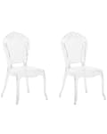 Miniatyrbilde 1 av 11: Sett med 2 Spisestoler Transparent Akryl Solid Rygg Armløs Stabelbar Vintage Moderne Design
