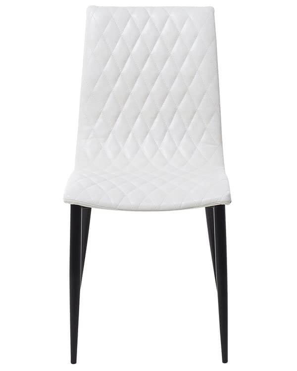 Sett med 2 Spisestuestoler Kremfarget Kunstskinn Vattert Ryggstøtte Armløs Vintage Design