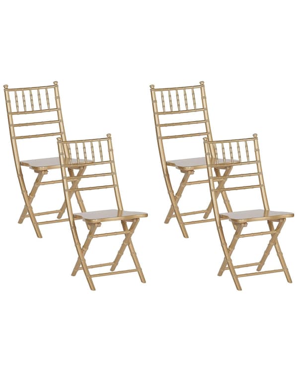 Sett med 4 Sammenleggbare stoler Gull Spisestuestoler Bøketre Moderne stil