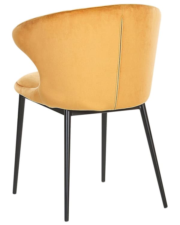 Sett med 2 Spisestoler Gul Fløyelstrekk med Svarte ben Retro Industriell stil