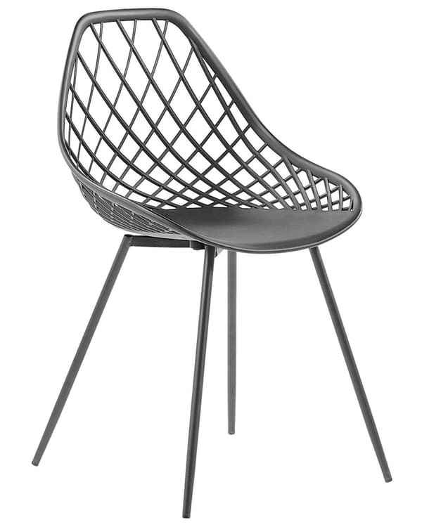 Sett med 2 spisestoler Svart Syntetisk Metall Rund form Dekorativ rygg Moderne Minimalistisk Kjøkken Spisestue